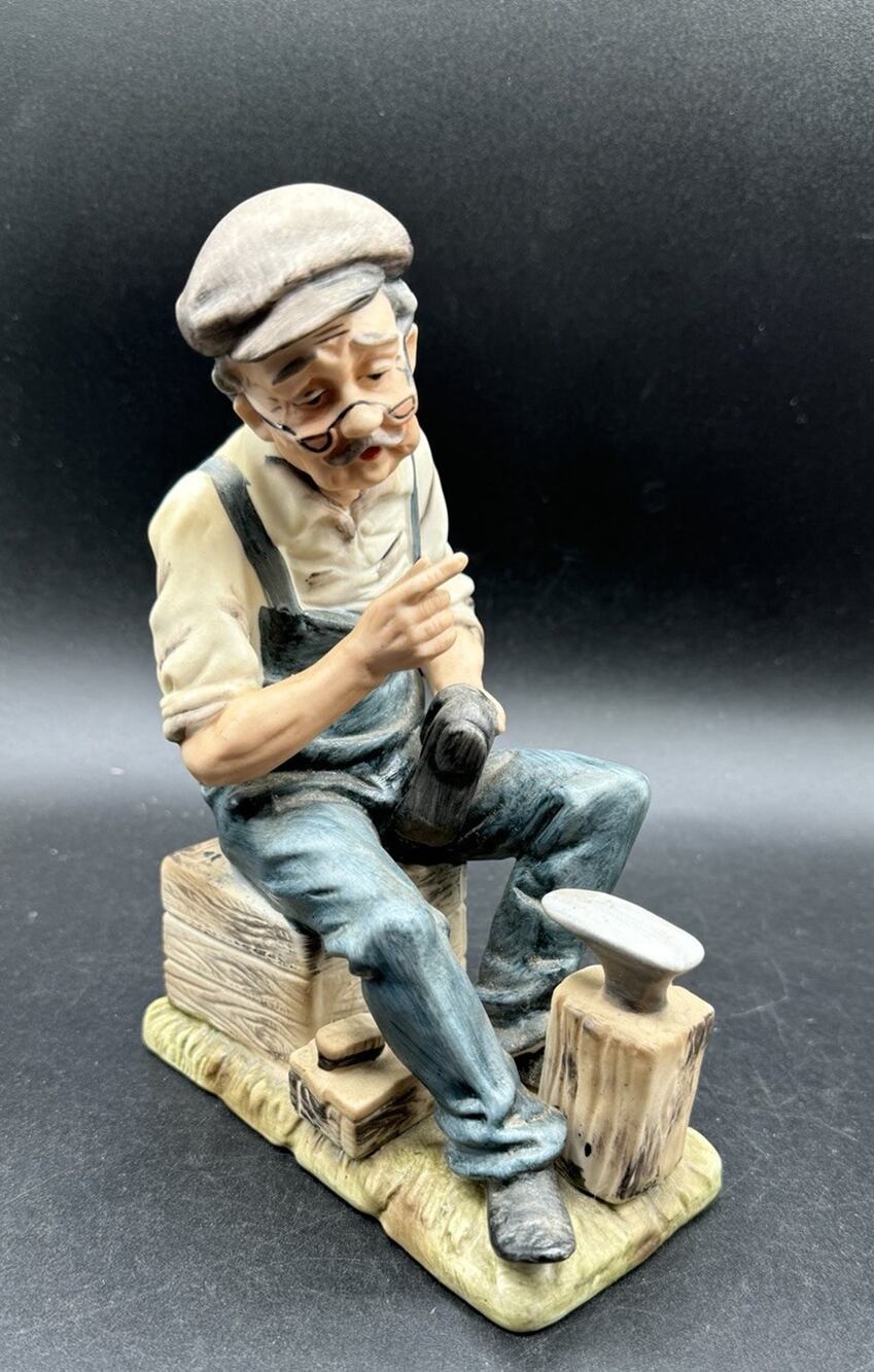 Vintage Miyoshi Collection Japan Figurine Shoe Cobbler Man Ceramic